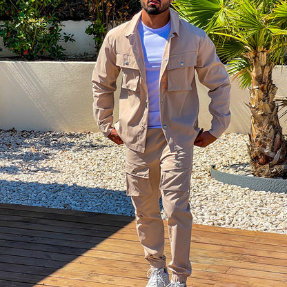 Herren Cargo-Hose Set Bequem mit Jacke Outdoor