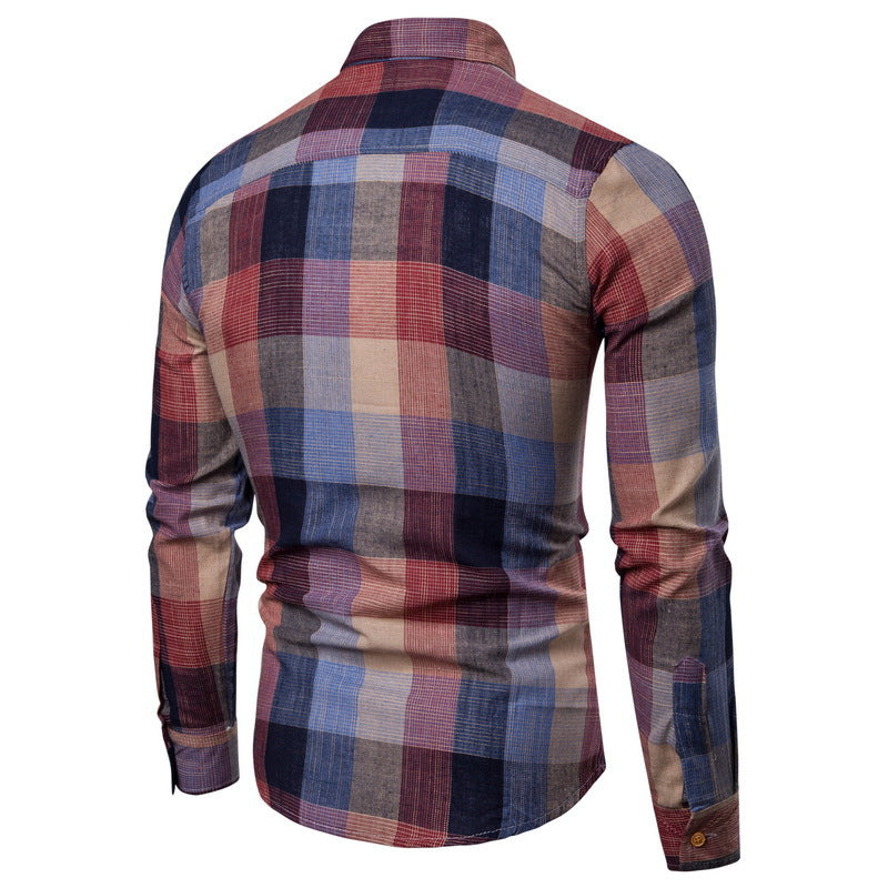 Herren Langarmhemd Karo Modern Trendy