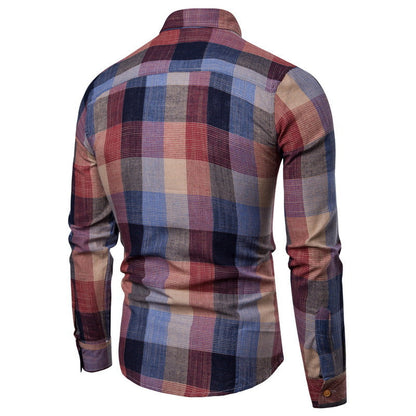 Herren Langarmhemd Karo Modern Trendy