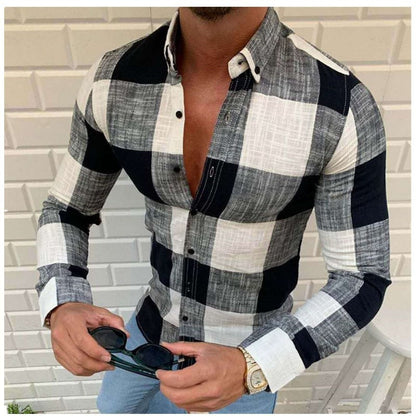 Herren Langarmhemd Karomuster Modern SlimFit