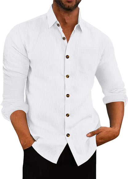 Elegantes Langarmhemd Herren mit Brusttasche und Struktur
