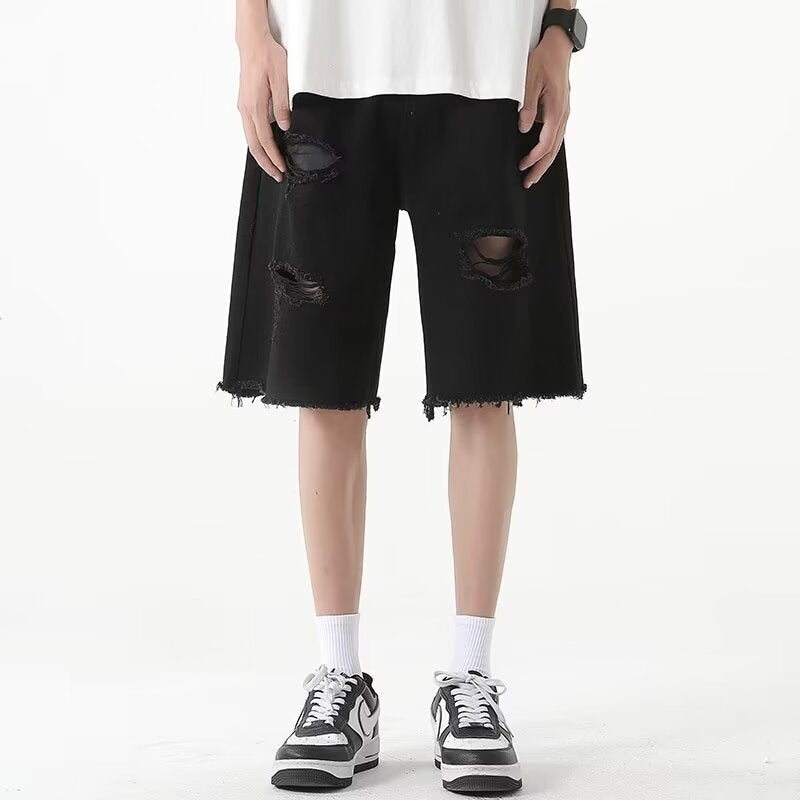 Herren Shorts Denim Rissig Lässig Modern