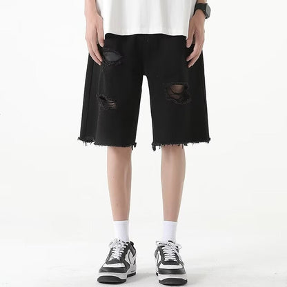 Herren Shorts Denim Rissig Lässig Modern