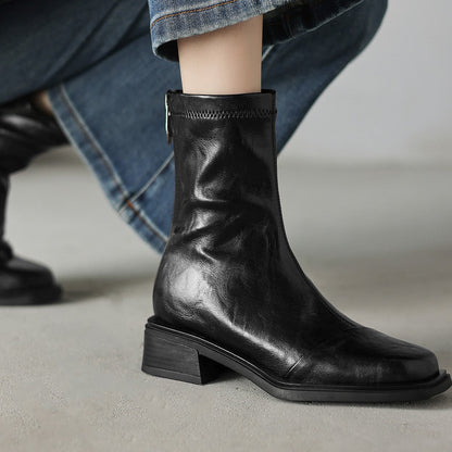 Damen Boots Schuhe Mit Reißverschluss Komfort Blockabsatz