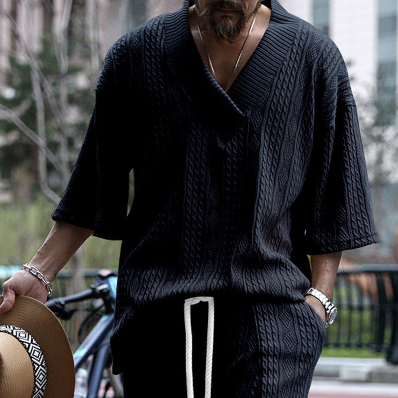 Lässiges Strickshirt Herren V-Ausschnitt Modern