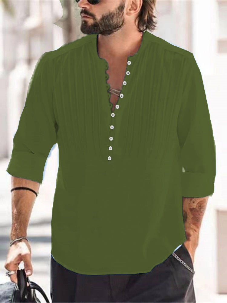 Herren Hemd Plissee Elegantes Button Down Design
