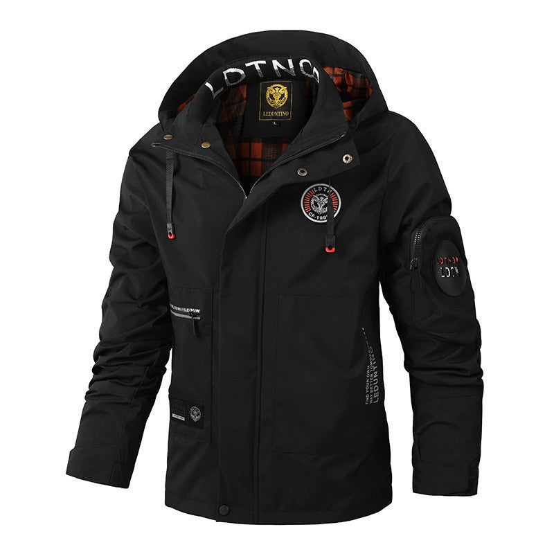 Herren Winterjacke Technisch Wasserdicht Schwarz