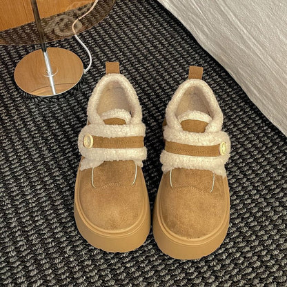 Damen Sneaker Plüschgefüttert Warm mit Klettverschluss