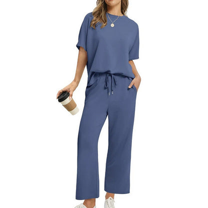 Damen Freizeitanzug Set Bequem Locker Schnitt Mit Taschen