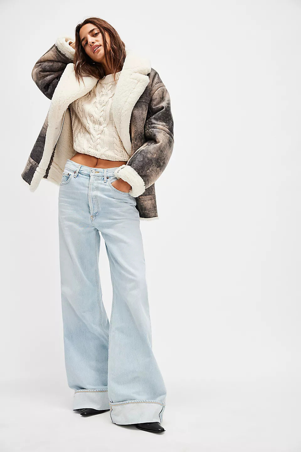 Damjeans Weite Bein Modisch Elastic