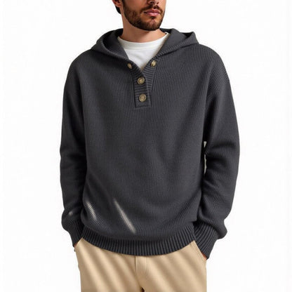 Herren Pullover Kapuze Strukturiert Zopfmuster Modern