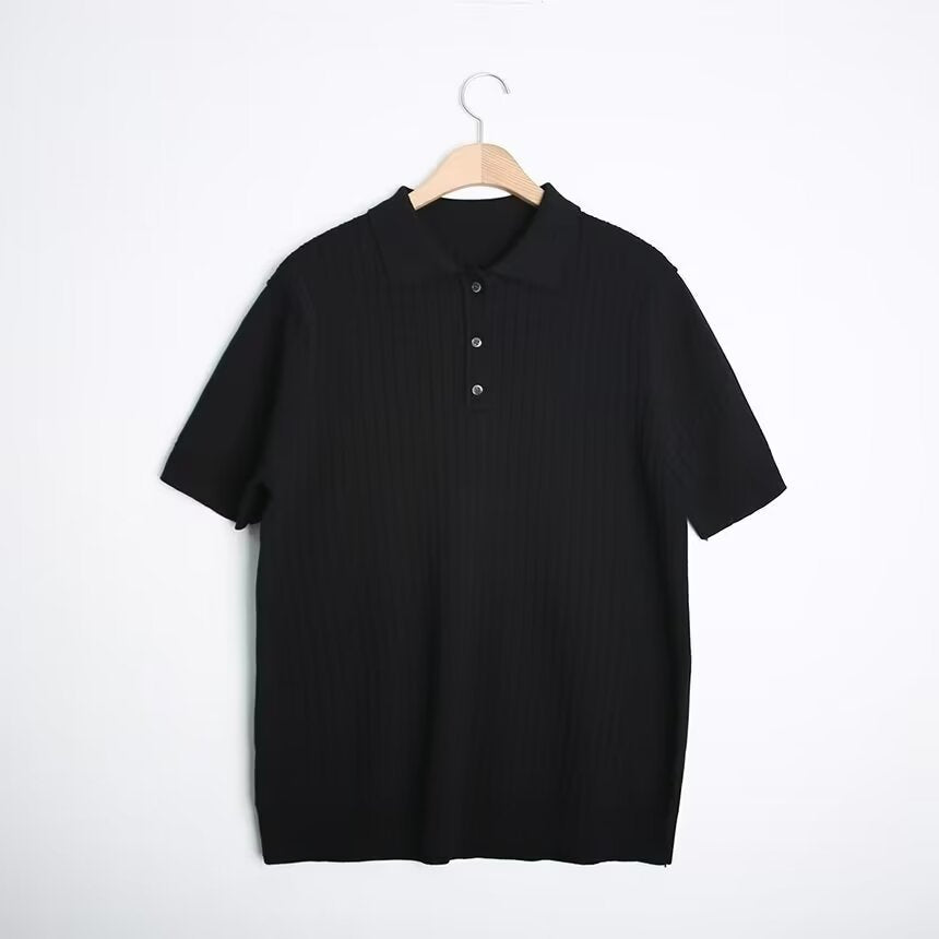 Polo Shirt Herren Modern Struktur Muster Slim Fit