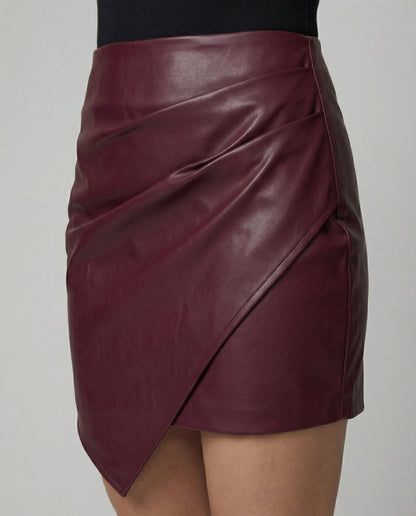 Damen Wickelrock Heidi Look Kunstleder Rock