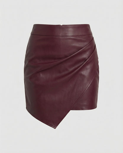 Damen Wickelrock Heidi Look Kunstleder Rock