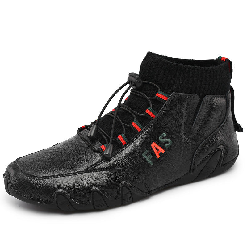 Damen Sneaker Hoch Sportschuhe Leder Schnürsenkel Elastisch