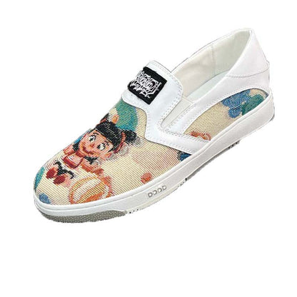 Damen Sneaker Bequem Slip-On Schuhe Komfortweiß