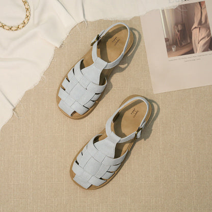 Damen Riemchensandalen Geflochten Komfortabel Sommer