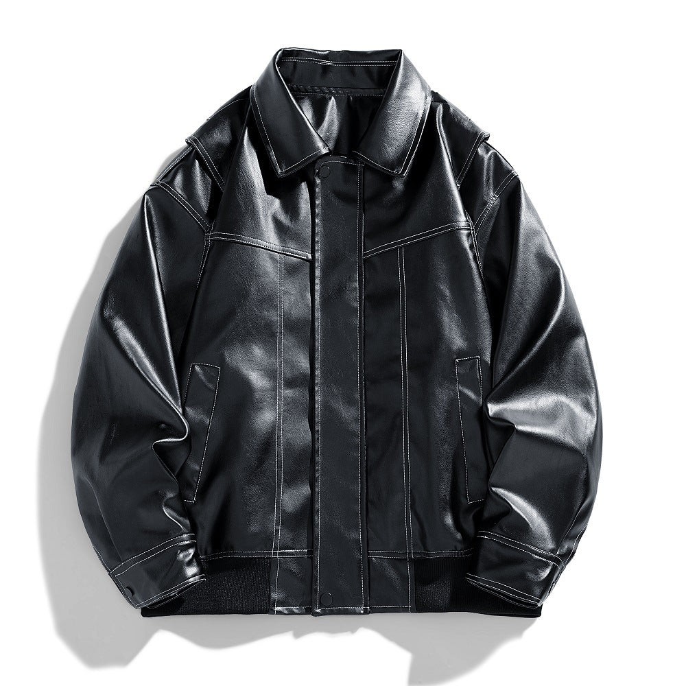 Herren Lederjacke Modern Schnitt mit Taschen - BerlinGlamour