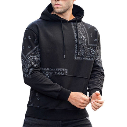 Herren Hoodie Sportlich Asymmetrisch Bandana Style