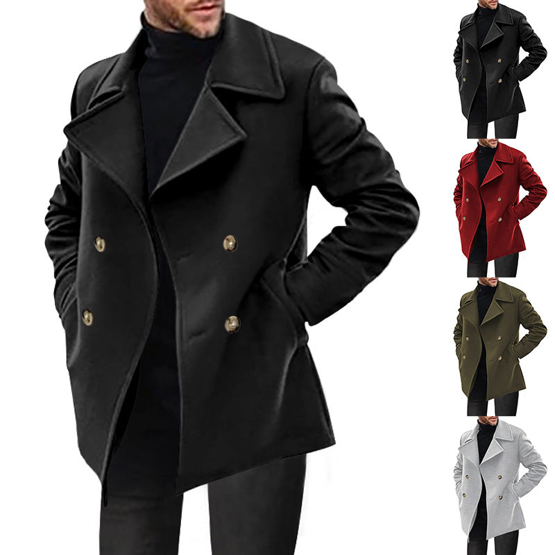 Herren Peacoat Elegant Doppelter Knopfleiste Modern - BerlinGlamour