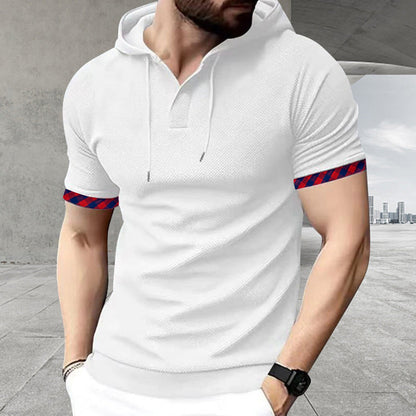 Herren Polo Shirt Kapuze Modern Sportlich