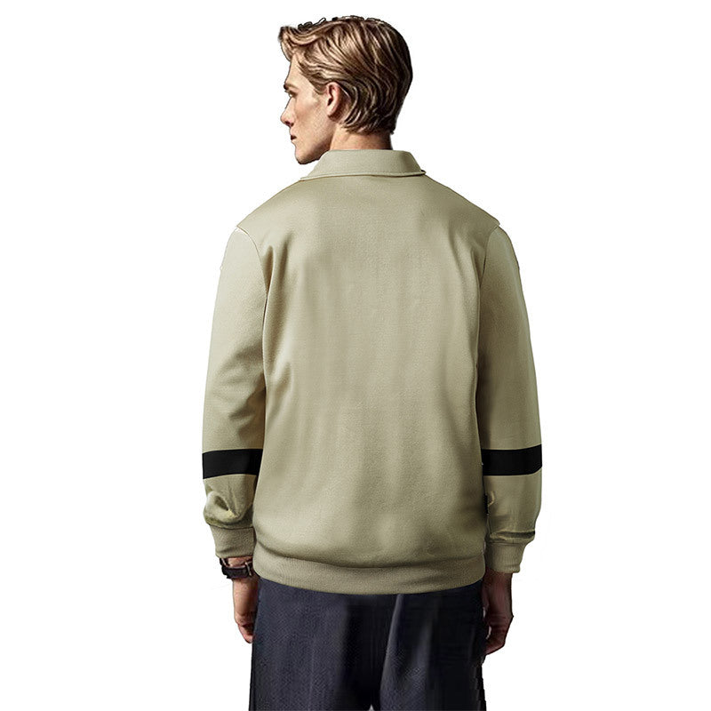 Herren Langarm-Polo Sportlich Modern Kontrastärmel