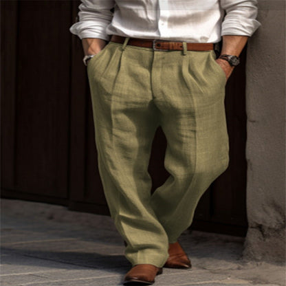 Herren Leinenhose Elegant Bein Gerafft Sommer