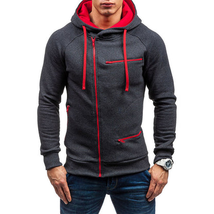 Herren Kapuzenjacke Modern Reißverschluss Kontrast Details