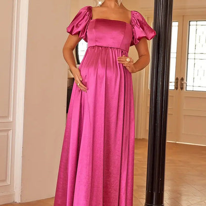 Damen Maxikleid mit Puffärmeln Sommerlang - BerlinGlamour