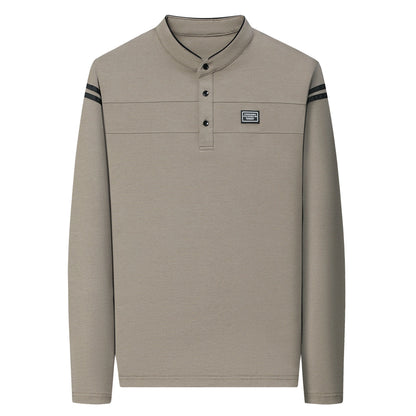 Elegantes Herren Polohemd Langarm Moderner Kragen Slimfit
