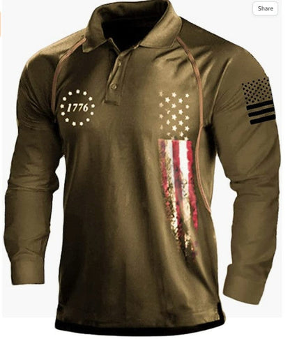 Herren Poloshirt Langarm Patriotisch Berlin Style