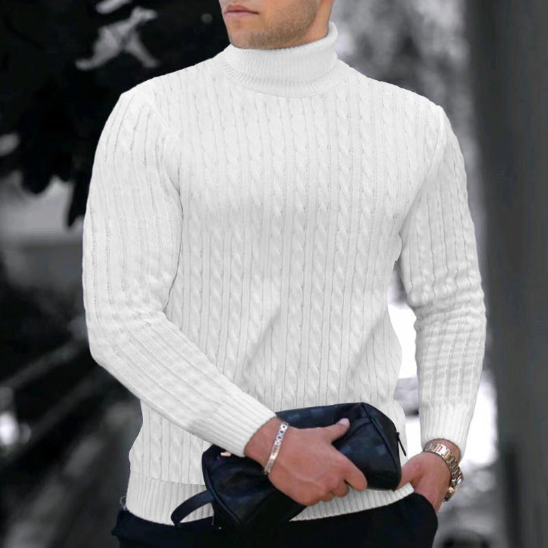 Herren Strickpullover Eleganter Stehkragen Zopfmuster Modern - BerlinGlamour