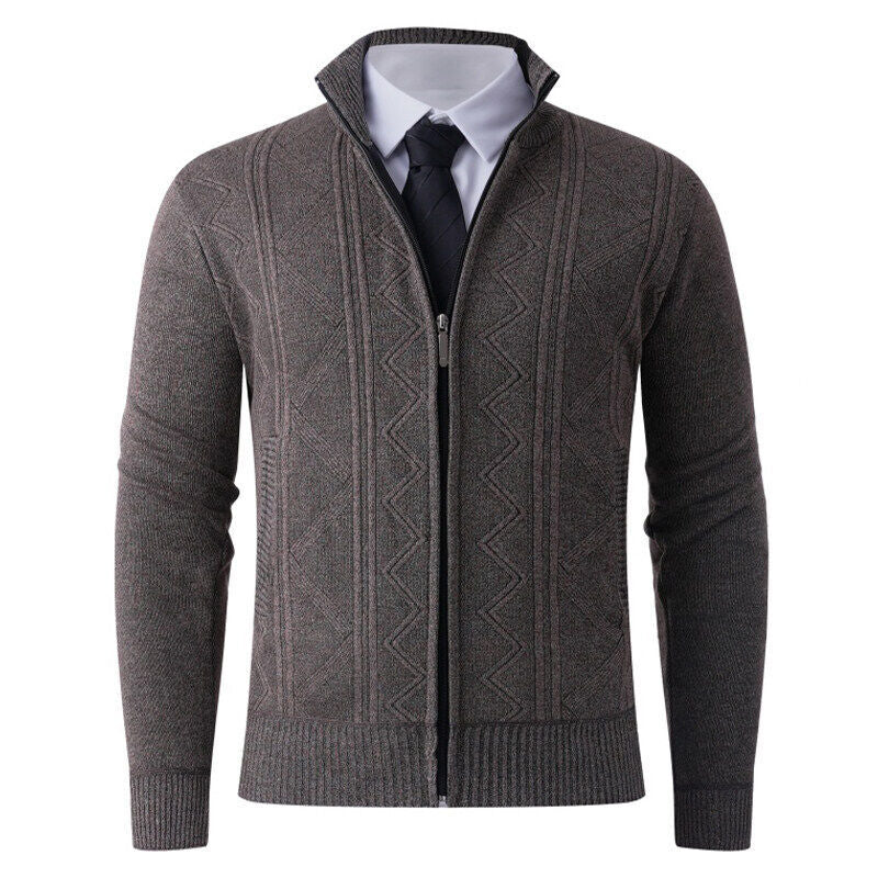 Herren Strickjacke Modern Elegant mit Reißverschluss