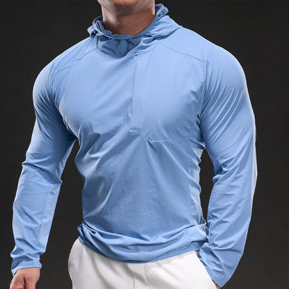 Herren Langarmshirt Atmungsaktiv Kapuze Sportlich