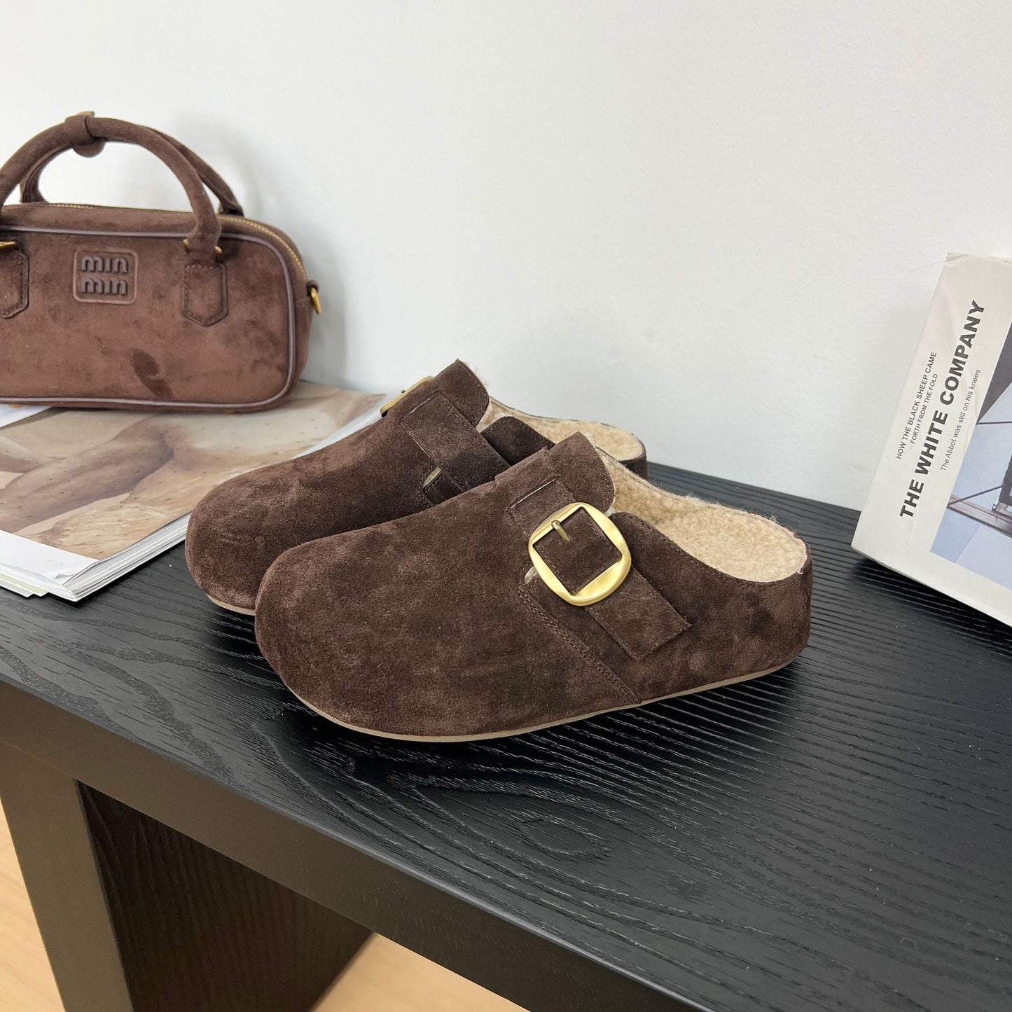 Damen Clogs Wildleder Gepolstert Bequem Schnalle Schuhe