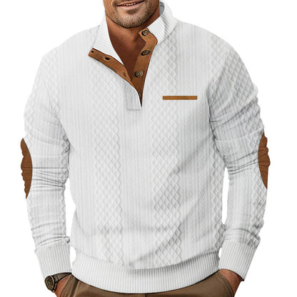 Herren Strickpullover Klassisch Lederdetails Elegante Mode