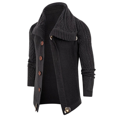 Herren Strickjacke Grobstrick Umschlagkragen Modern