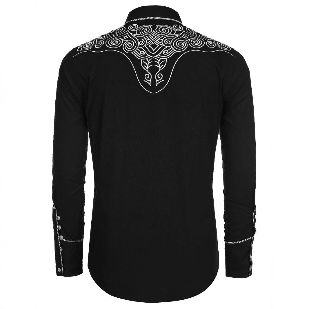 Herren Langarmhemd mit Bestickung Modern Berlin Style