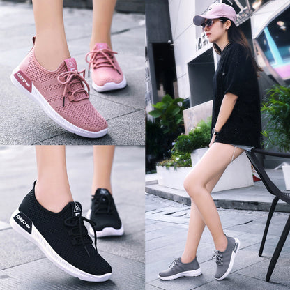 Damen Sneaker Leicht Atmungsaktiv Mesh Weiß