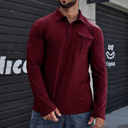 Herren Polo Langarmshirt Stehkragen Modern