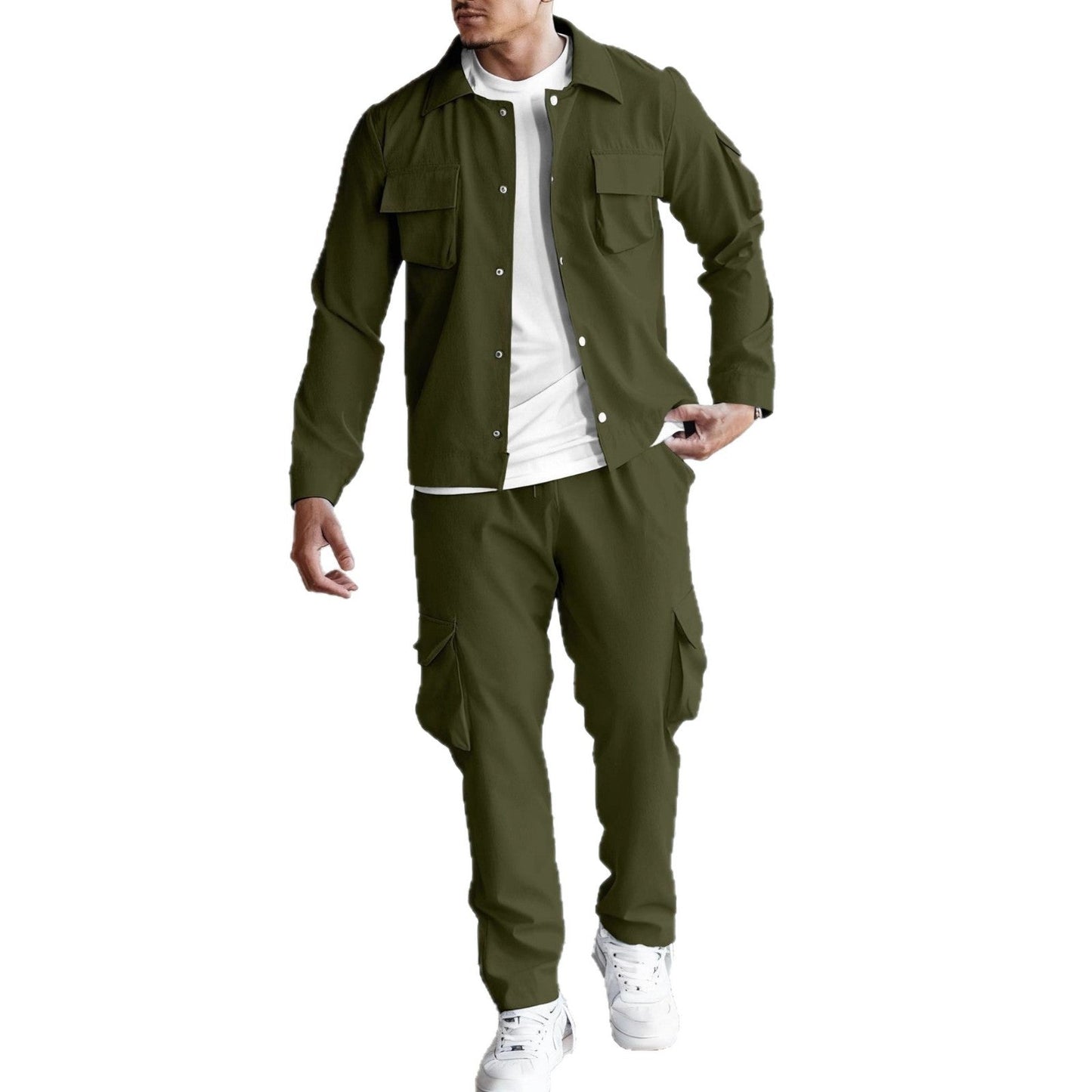 Herren Jogginganzug Cargo-Jacke Hose Set Sportlich Modern
