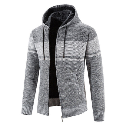 Herren Strickjacke Kapuze Strukturiert Modern