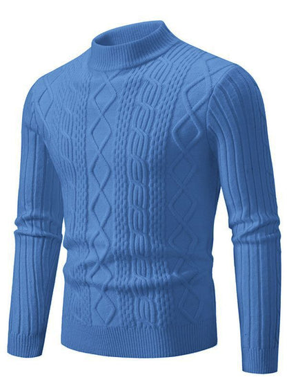 Herren Rollkragenpullover Strukturiert Rippmuster Modern