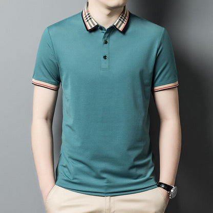 Herren Polo-Shirt Karo-Kragen Elegant Slimfit