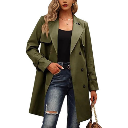 Damen Trenchcoat Eleganter Kragen Schmal - BerlinGlamour