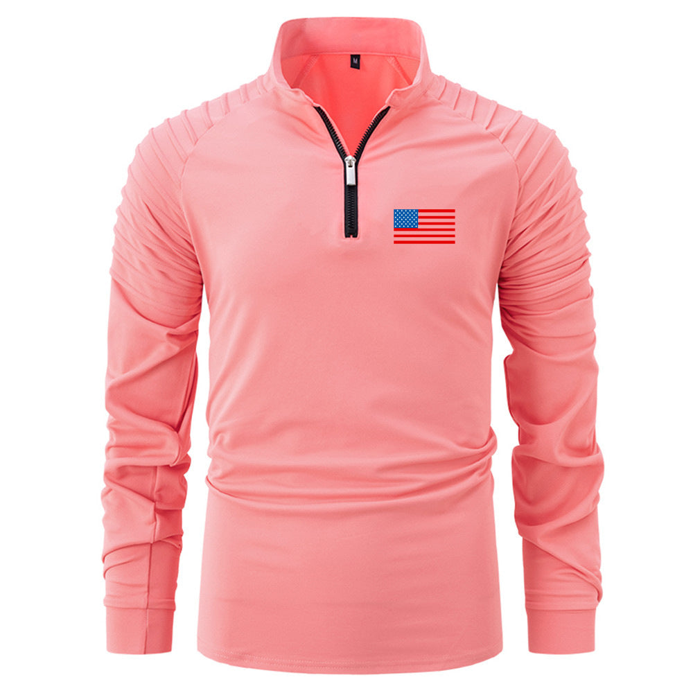 Herren Sportoberteil Reißverschluss Funktionsshirt Modern