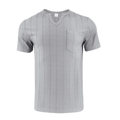 Herren Kurzarmshirt Strukturiert mit Brusttasche Modern