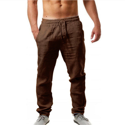 Herren Leinenhose Relaxed Fit Bequem mit Kordelzug