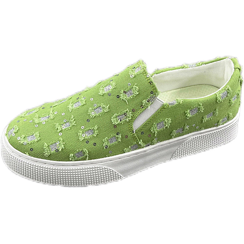 Damen Sneaker Glitzer Slip-On Schuhe Modern