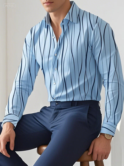 Herren Hemden Moderne Streifen Elegant Slim Fit